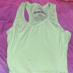 Katie J NYC Light Green  and red Tank Top